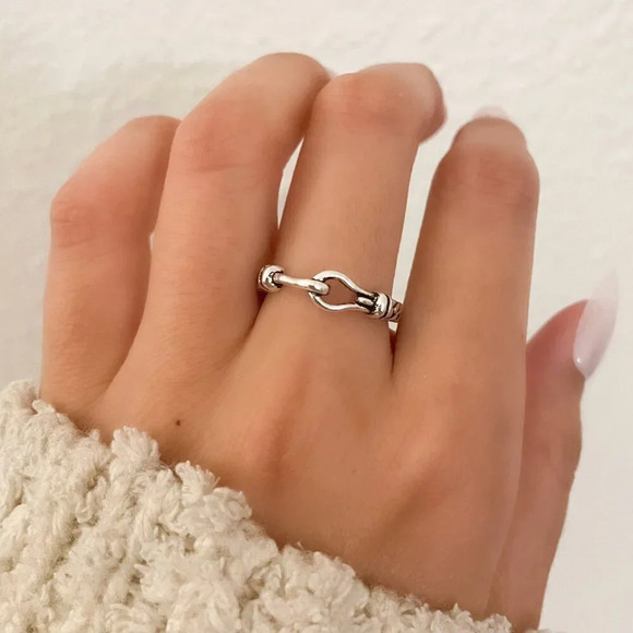 925 Sterling Silver Buckle Ring Stackable Ring Dainty Ring Band Thin Ring - Picture 3 of 10